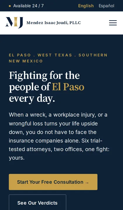 Phone view of a site our team built: Law firm, El Paso