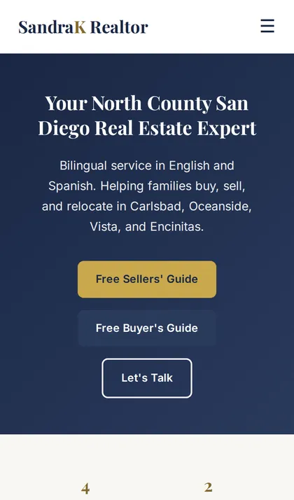 Phone view of a site our team built: Real estate, Carlsbad